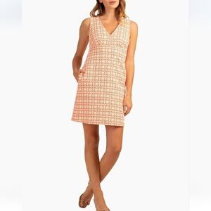 Trina Turk Alyssa Dress 10 NWT Geometric Floral V-neck Coral